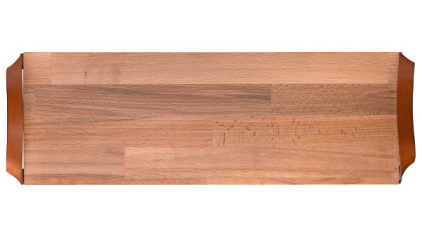 beukenhouten plank met leren grepen