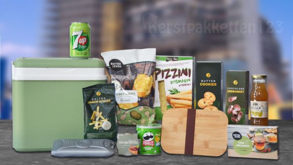 goed gevulde 10 liter koelbox kerstpakket om er even uit te gaan